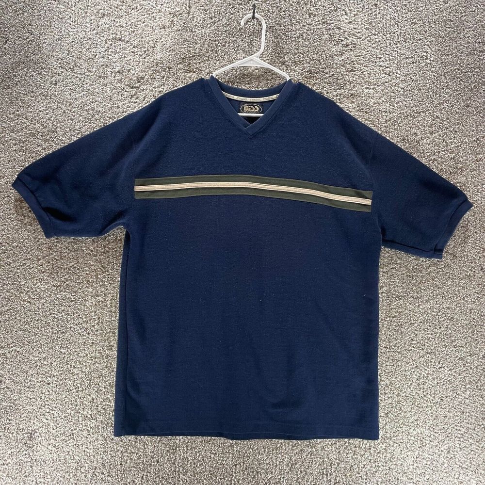 Vintage Diss Shirt Mens Extra Large Blue Knit Hi Tech Jeans Logo Casual 90s‎ Y2K